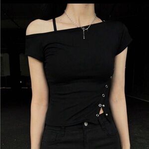 SHEIN Black shirt with side buttons